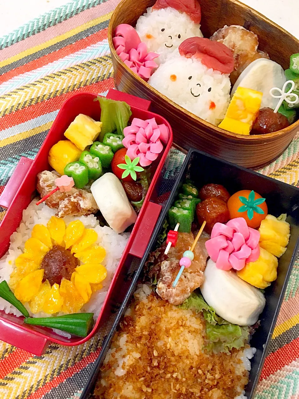 #ひまわり🌻お弁当 
#おかかそぼろお弁当
#お握り君お弁当|Yuki Kawasumiさん