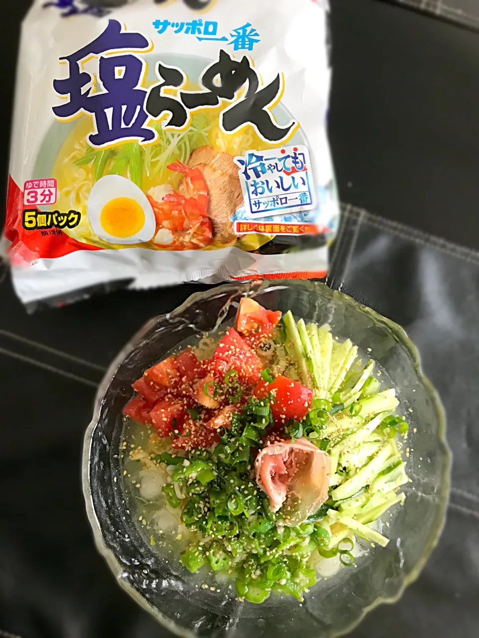 Snapdishの料理写真:#夏は冷やしてサッポロ一番  #塩ラーメン|hinomizさん