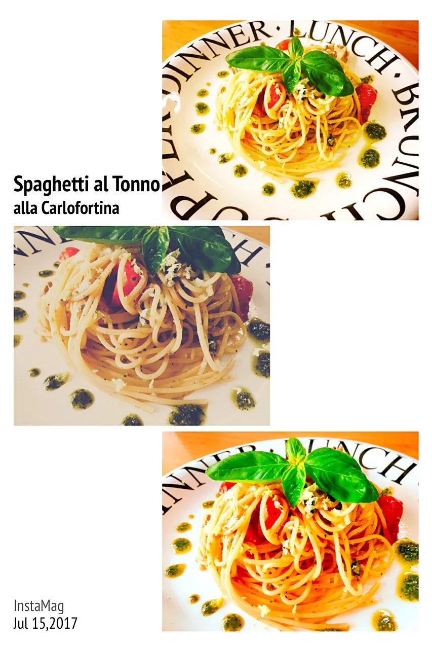 カルロフォルテ風パスタ（マグロとペストジェノベーゼのパスタ）   #ジェノベーゼソース #genovese #carlofortina #パスタ_アッラ_カルロフォルティーナ #pasta_alla_carlofortina #マグロ|ta2ya_ta2yaさん