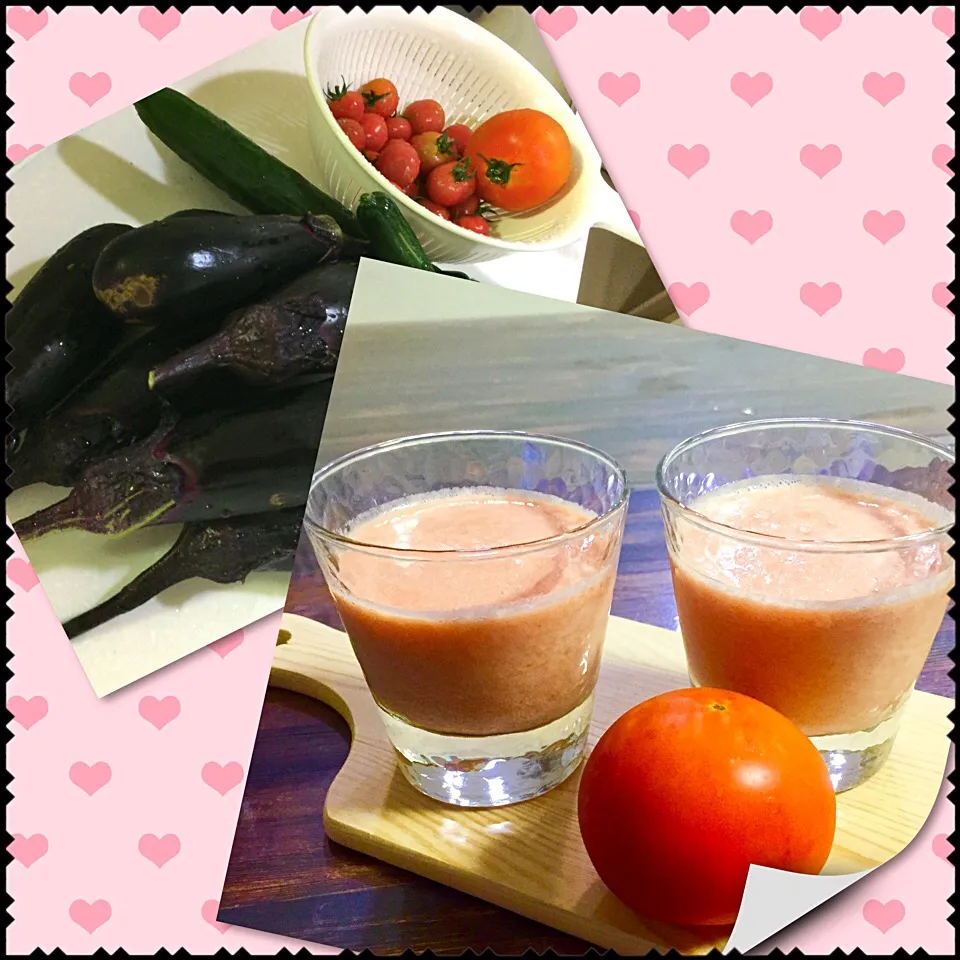 朝採れトマト🍅とヨーグルトのコールドプレスジュース🍹#コールドプレスジュース|いしくん。（たまご王子🥚🐣🐥🐔）さん