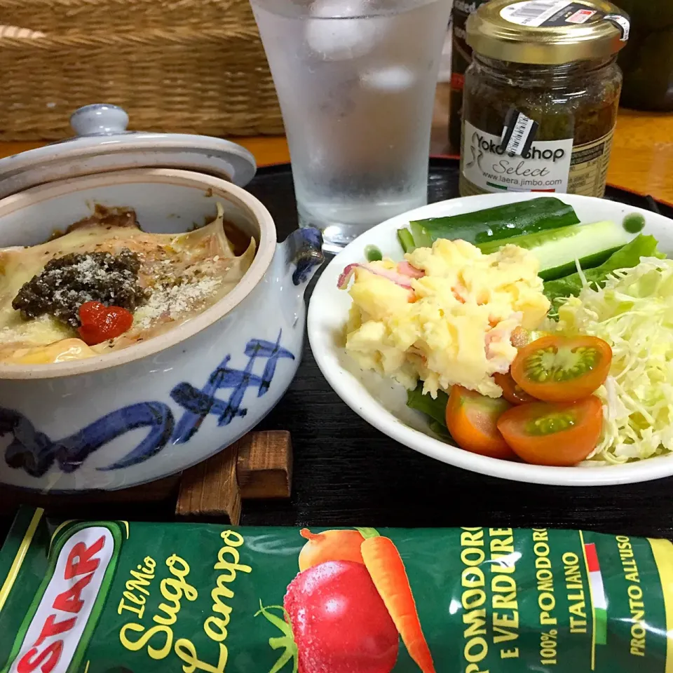 サラダと焼きカレー|まゆさんさん