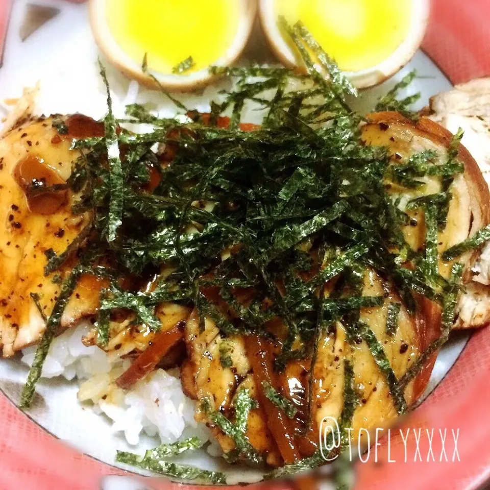 2017/07/16 晩御飯。 鶏ムネチャーシュー丼|くろずきんさん