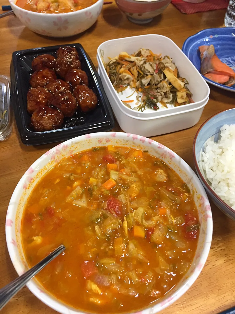 野菜スープと冷蔵庫整理、惣菜肉団子*\(^o^)/*|すかラインさん