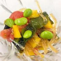 Snapdishの料理写真:糸寒天と夏野菜のさっぱりサラダ|mamayaさん