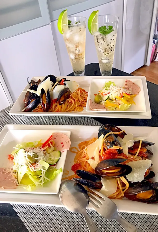 Snapdishの料理写真:パルミジャーノレッジャーノを使って お昼ご飯はイタリアン🇮🇹🍝|シュトママさん