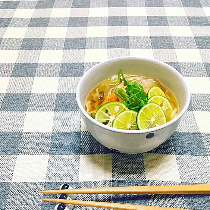 Snapdishの料理写真:酢橘de舞茸ネギうどん🙈💕 #酢橘|omoさん