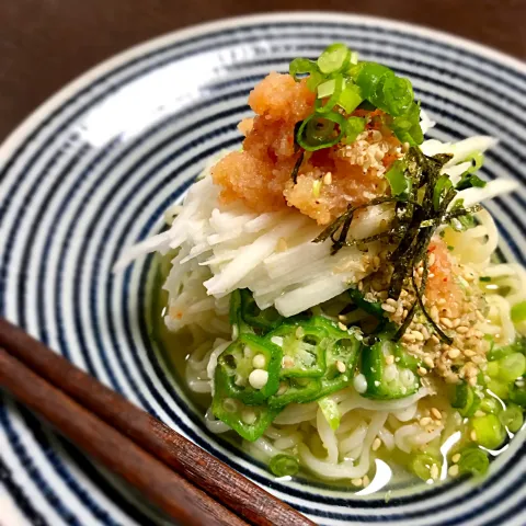 「サッポロ一番 塩らーめん」を使ってみたSnapdishの料理・レシピ写真:冷やしネバネバ塩ラーメン♪