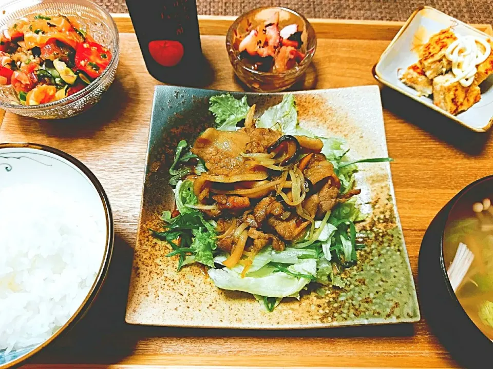 Snapdishの料理写真:我が家の晩ごはん
野菜たっぷり豚焼肉定食|vege食堂さん