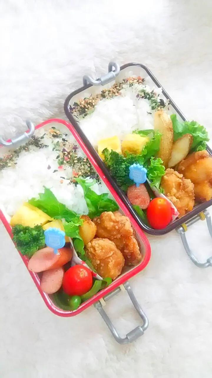 Snapdishの料理写真:姉妹のお弁当#お弁当 #bennto #姉妹弁当 #女子大生 #女子高生|123mamaさん