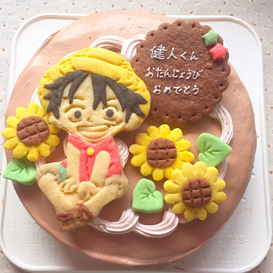 夏ルフィ🌻#ルフィ#ワンピース#キャラクター #キャラクタークッキー#キャラクターケーキ #お誕生日ケーキ#バースデーケーキ#デコレーションケーキ#チョコケーキ#国産小麦粉使用#夏#ひまわり|サント*シャペルさん