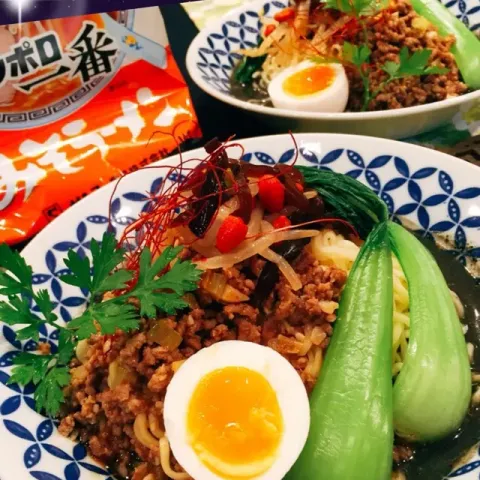 「サッポロ一番 みそラーメン」を使ってみたSnapdishの料理・レシピ写真:黒ごま冷やし担々麺 0719🌖 #サッポロ一番みそラーメン  #練りゴマたっぷり#夏は冷やしてサッポロ一番