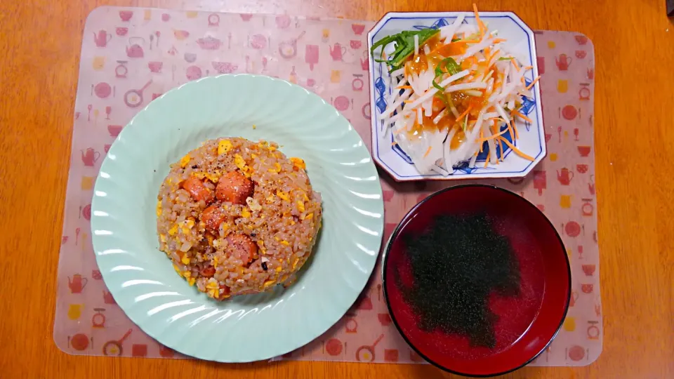 ７月７日　炒飯　大根サラダ　わかめスープ|いもこ。さん