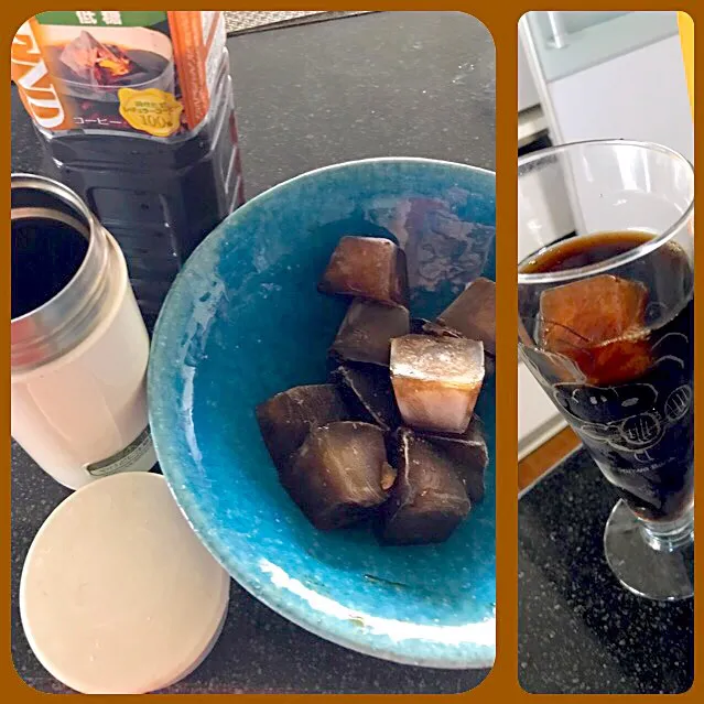 Snapdishの料理写真:コーヒー氷作ってみました。
コーヒーが冷たく薄まらない✌️😎✌️|シュトママさん