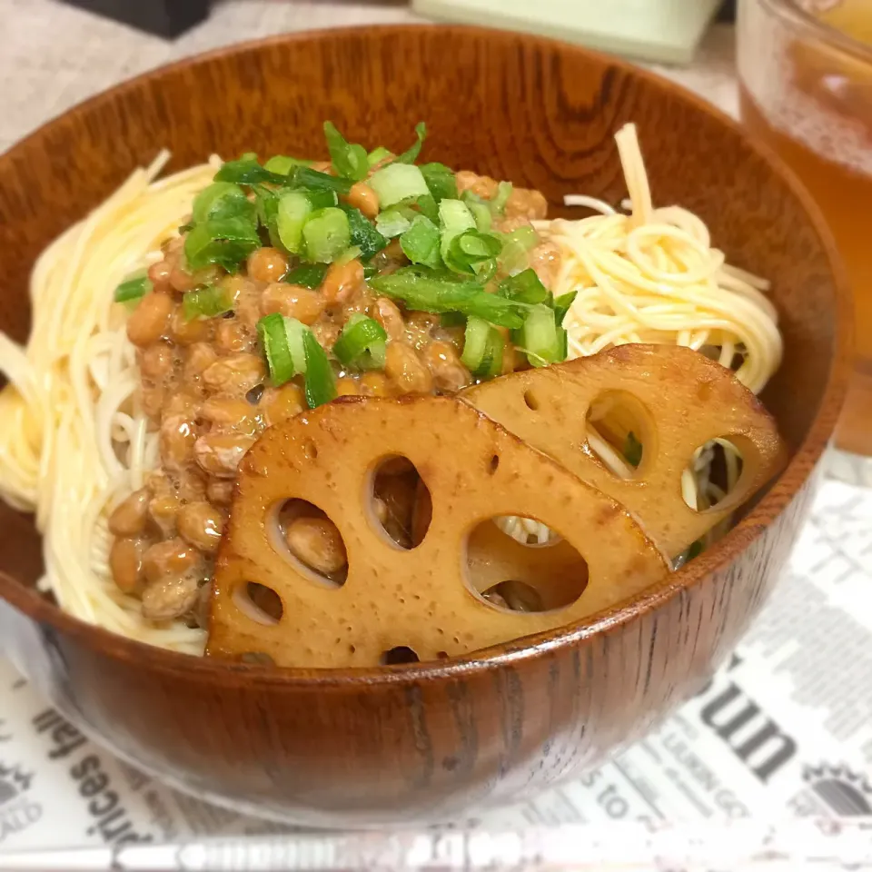 二食連チャン！納豆釜玉そうめん！|いず⋈ + ゜さん