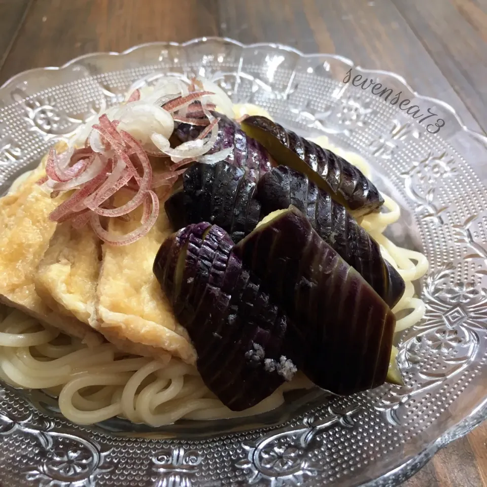 Snapdishの料理写真:#香川の郷土料理 ‘なすそうめん’を愛知のひやむぎでʕ-̼͡-ʔ🍆|七海さん