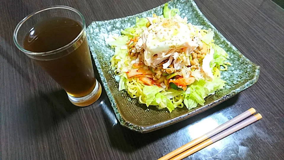 Snapdishの料理写真:納豆キムチの冷やし中華麺|サトリさん