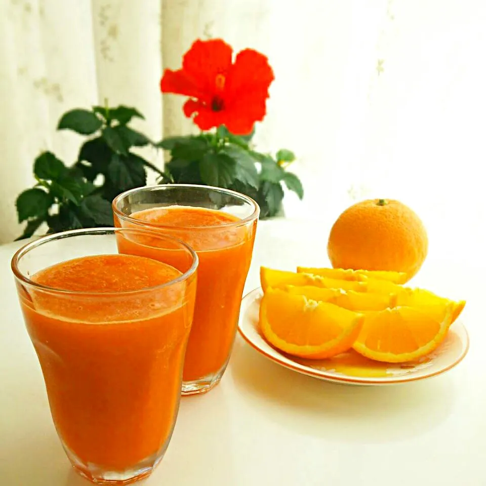 ⭐Carrot juice 🍹 手作り人参ジュース #うちカフェ #ビタミン#人参|まめさん