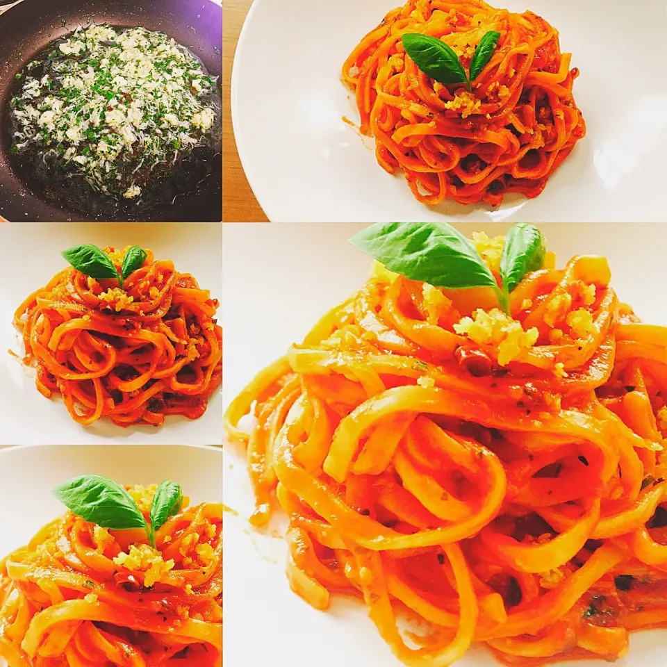 落合務シェフのレシピ+α トマトソースのバターパルミジャーノ   #トマトソース #spaghetti #リングイネ #生パスタ #pomodoro #pasta #トマトジュースベース|ta2ya_ta2yaさん