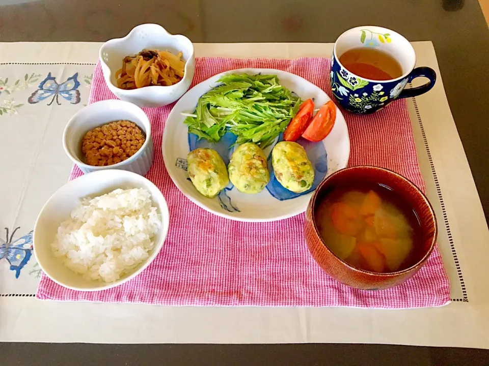 Snapdishの料理写真:ベジ料理♡新じゃがとグリーンピースのマッシュ揚げのご飯|みよさん