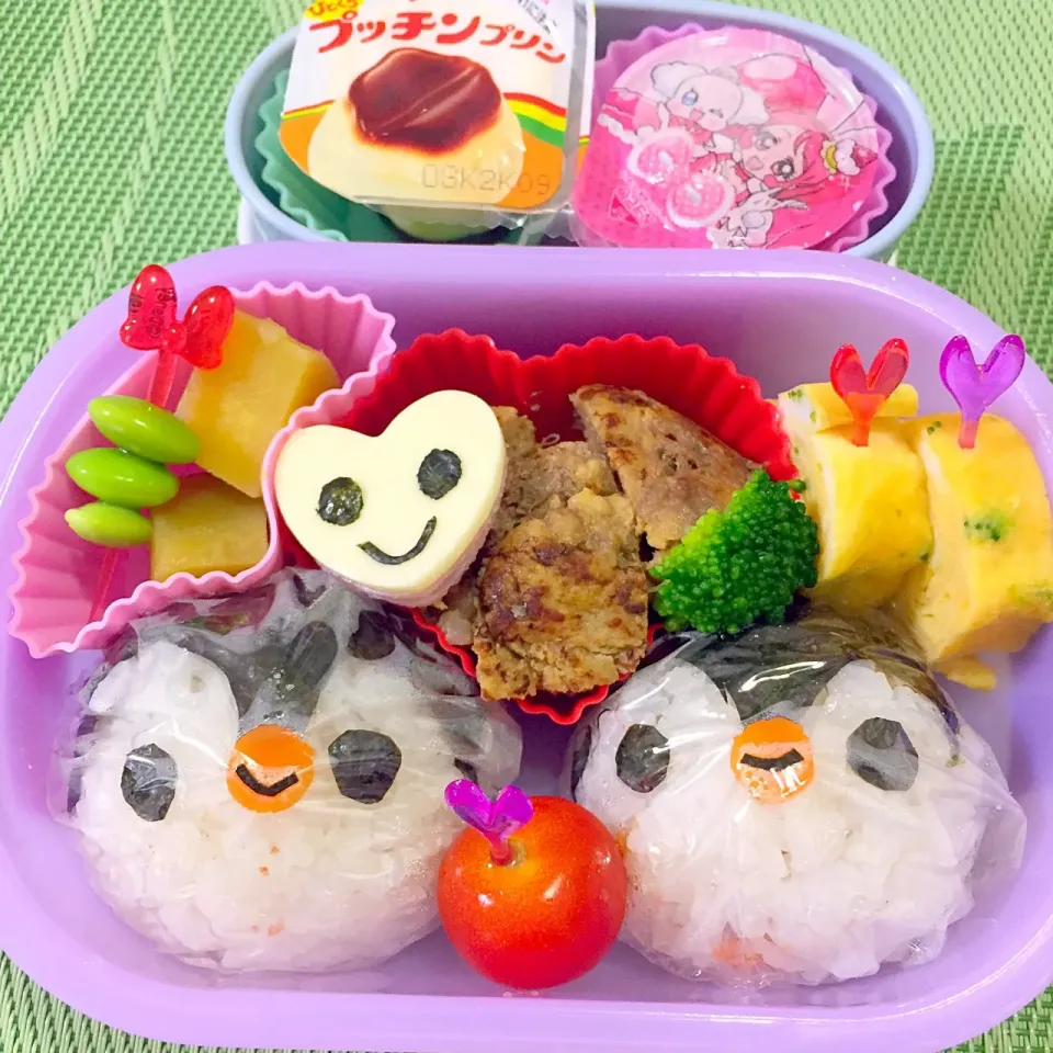 ペンギン&ハンバーグ弁当 #ペンギン
#おにぎり|Ikuさん