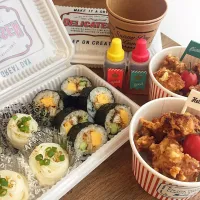 Snapdishの料理写真:そうめんとうなぎ巻き寿司のお弁当('∇^d) ☆!!|☆*:.｡. はちユミcafé .｡.:*☆さん