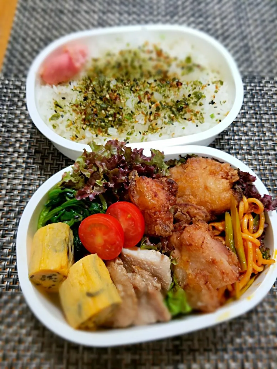 Snapdishの料理写真:今日のお弁当🎵　　鶏の竜田揚げ🐔🐔🐔|クッキングオヤジさん