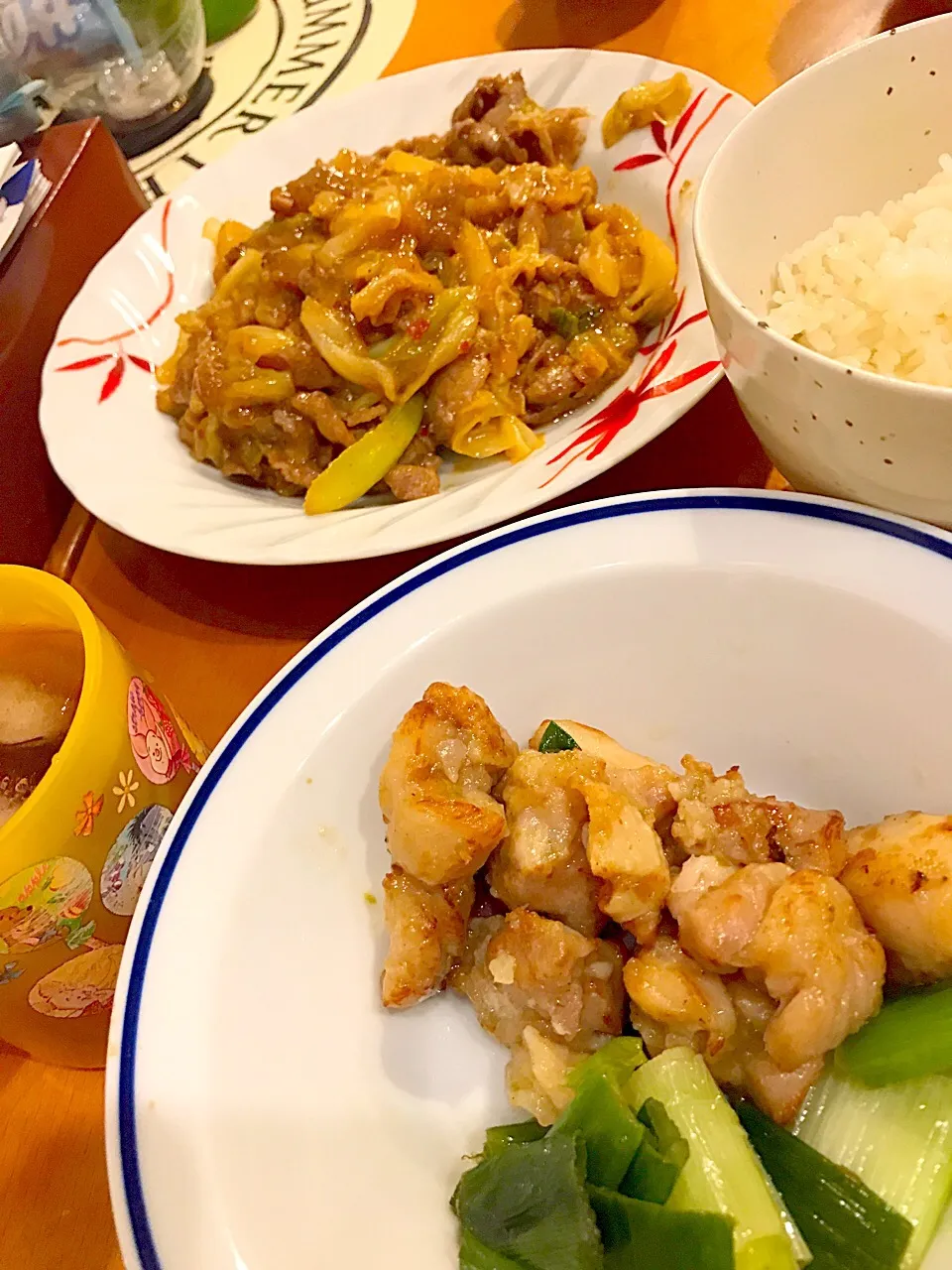 豚ロース肉とキャベツの回鍋肉 味噌豆板醤炒め  ネギ塩チキン炒め|ch＊K*∀o(^^*)♪さん