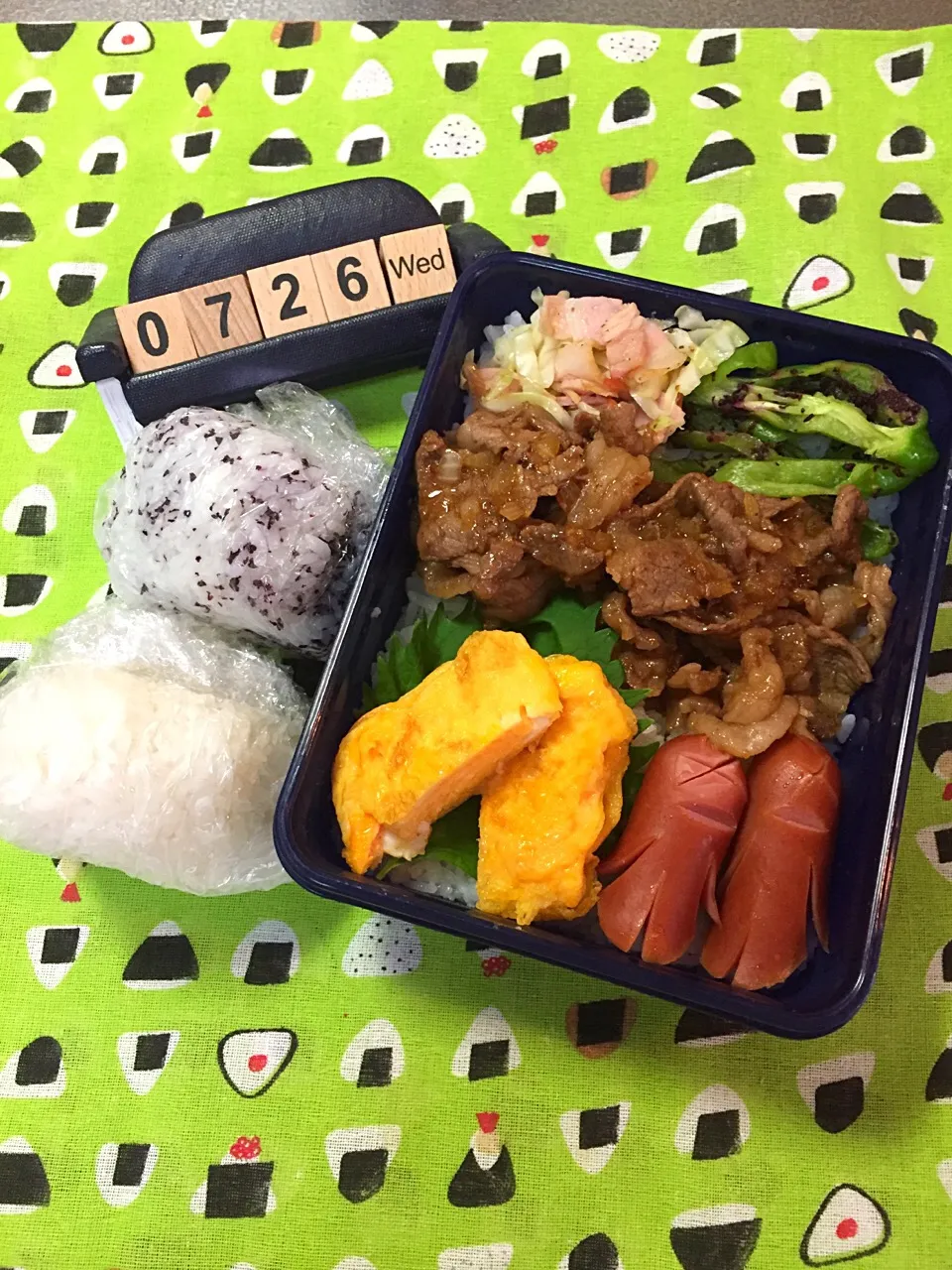 7月26日の中1野球部のお弁当♪+補食おにぎり320ｇ|ごっちさん