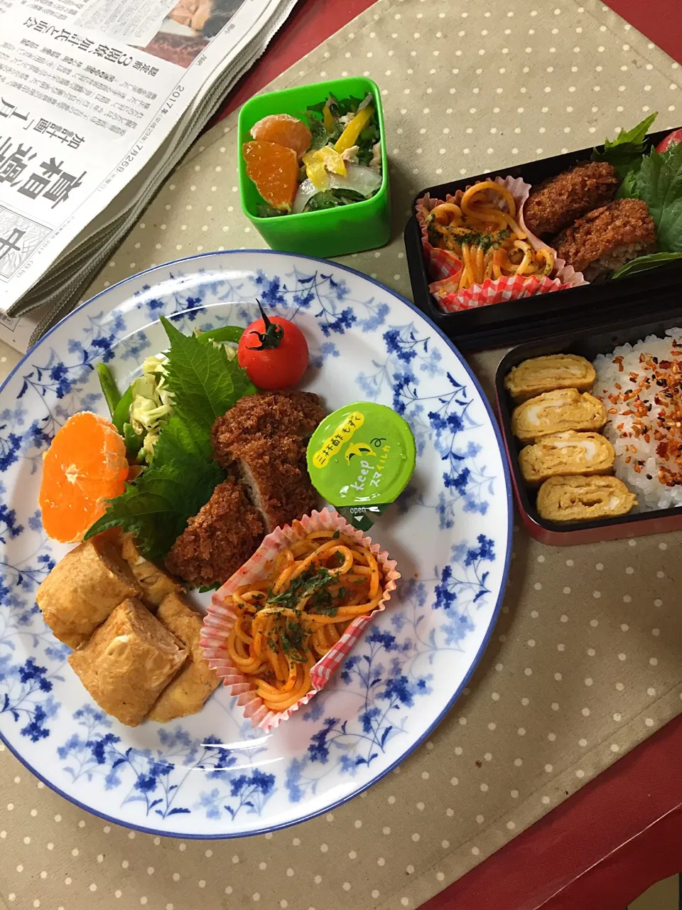 Snapdishの料理写真:お昼ごはんだよ、食べてね〜(^ ^)
わたしはお弁当〜(^ ^)|チィズママさん