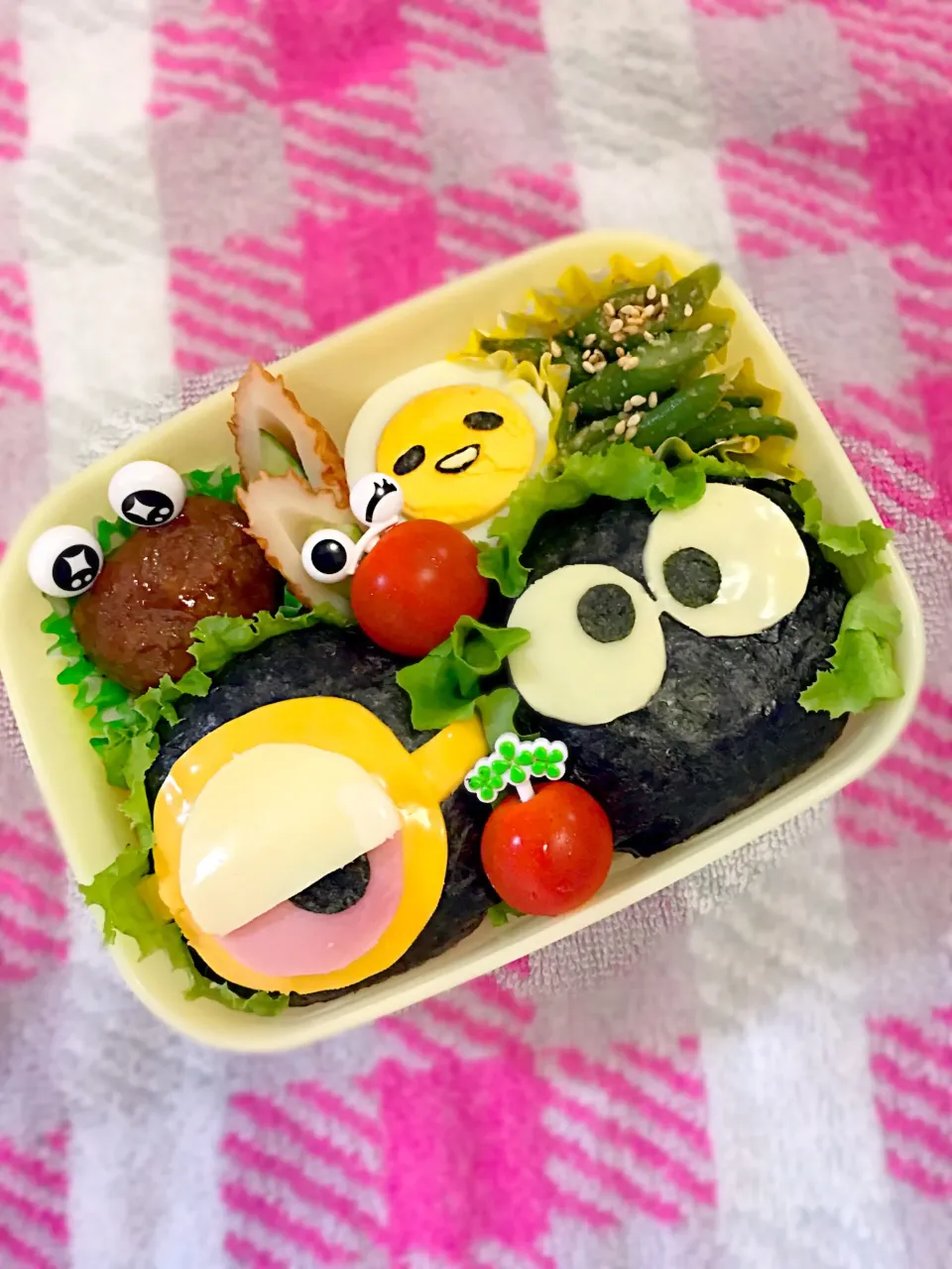 【👀目玉👀だらけ】弁当〜学童弁当〜    #学童弁当 #夏休み #夏休み弁当#きゃら弁 #ぐでたま#まっくろくろすけ #ミニオン#ミニオンズ|華恋さん