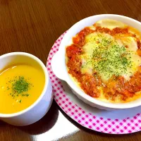 Snapdishの料理写真:ミートドリアとかぼちゃポタージュ|あ い りさん