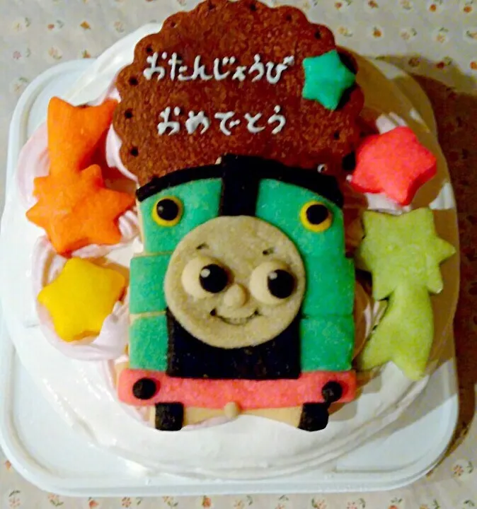 Snapdishの料理写真:トーマスのケーキ#トーマス #お誕生日ケーキ#デコレーションケーキ#バースデーケーキ#ケーキ#クッキー#キャラクター#キャラクターケーキ#キャラクタークッキー#国産小麦粉使用 #アレルギー対応 #卵アレルギー #乳製品アレルギー #乳製品なし #乳製品不使用 #卵不使用 #卵なし|サント*シャペルさん