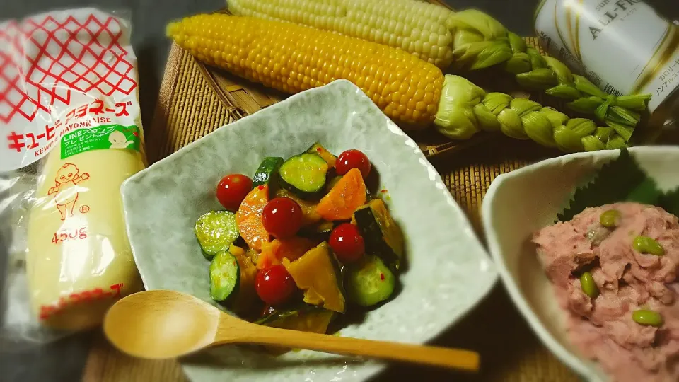 今晩のあて🍺サラダ二種🍅|キム姉さん