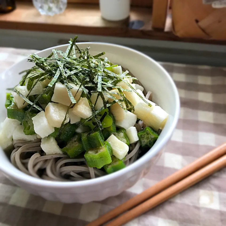 オクラと山芋のっけ蕎麦|Sachiyo Tanakaさん