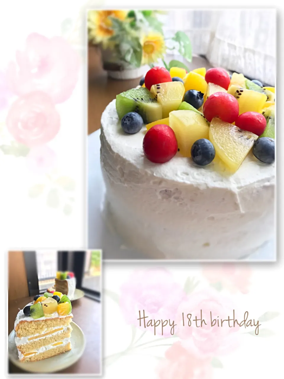 Snapdishの料理写真:もう18歳⁉️息子の誕生日ケーキ🎂|はやちんさん