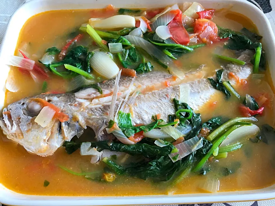 Snapdishの料理写真:Sinigang na Isda 🌴🇵🇭 #tomato #onion #lemon #ginger #vegetables|Food Gardenさん