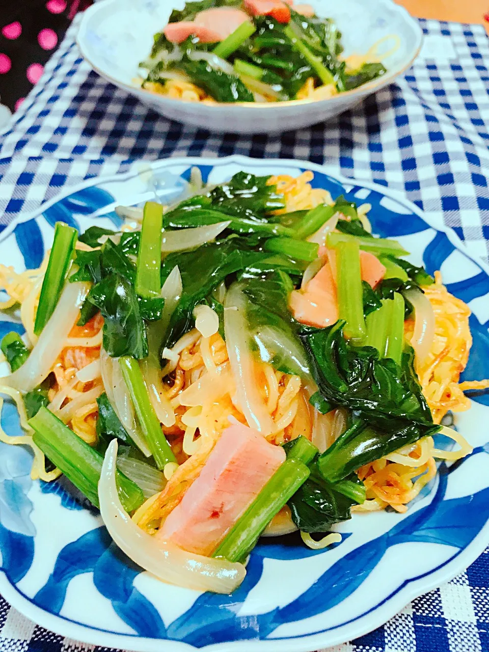 小松菜とベーコンのあんかけかた焼きそば#あんかけかた焼きそば|えいぽんさん