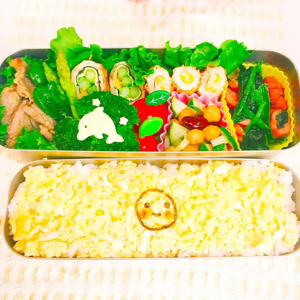 Snapdishの料理写真:今日のむすこのお弁当|りんりんさん