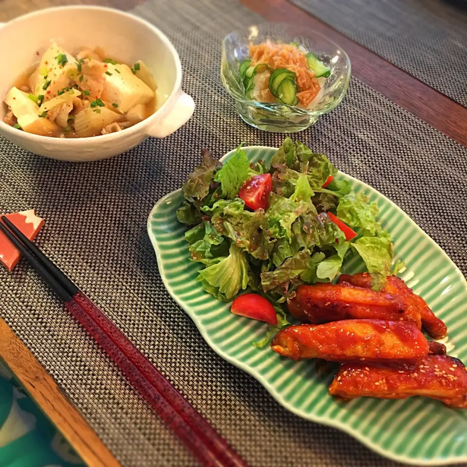 ヤンニョムチキン
肉豆腐
きゅうりと大根おろしのなめたけ和え|𓇼 Ⓢ Ⓗ Ⓘ Ⓝ Ⓞ Ⓑ Ⓤ 𓇼さん