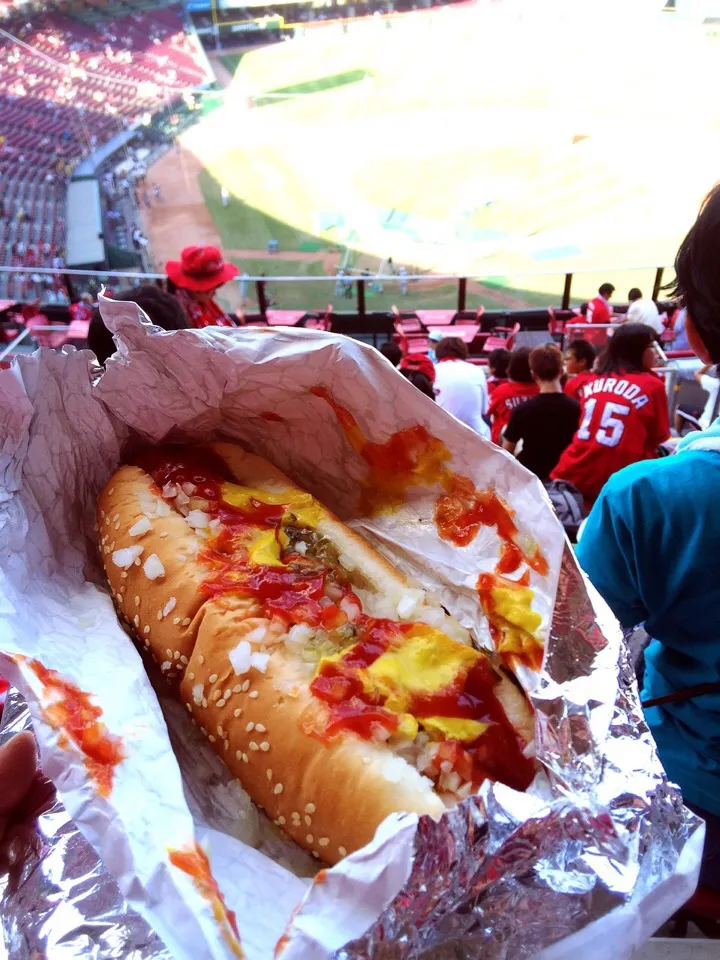 Snapdishの料理写真:2017年8月1日☆カープ観戦 コストコでホットドッグ|MAPITEEさん