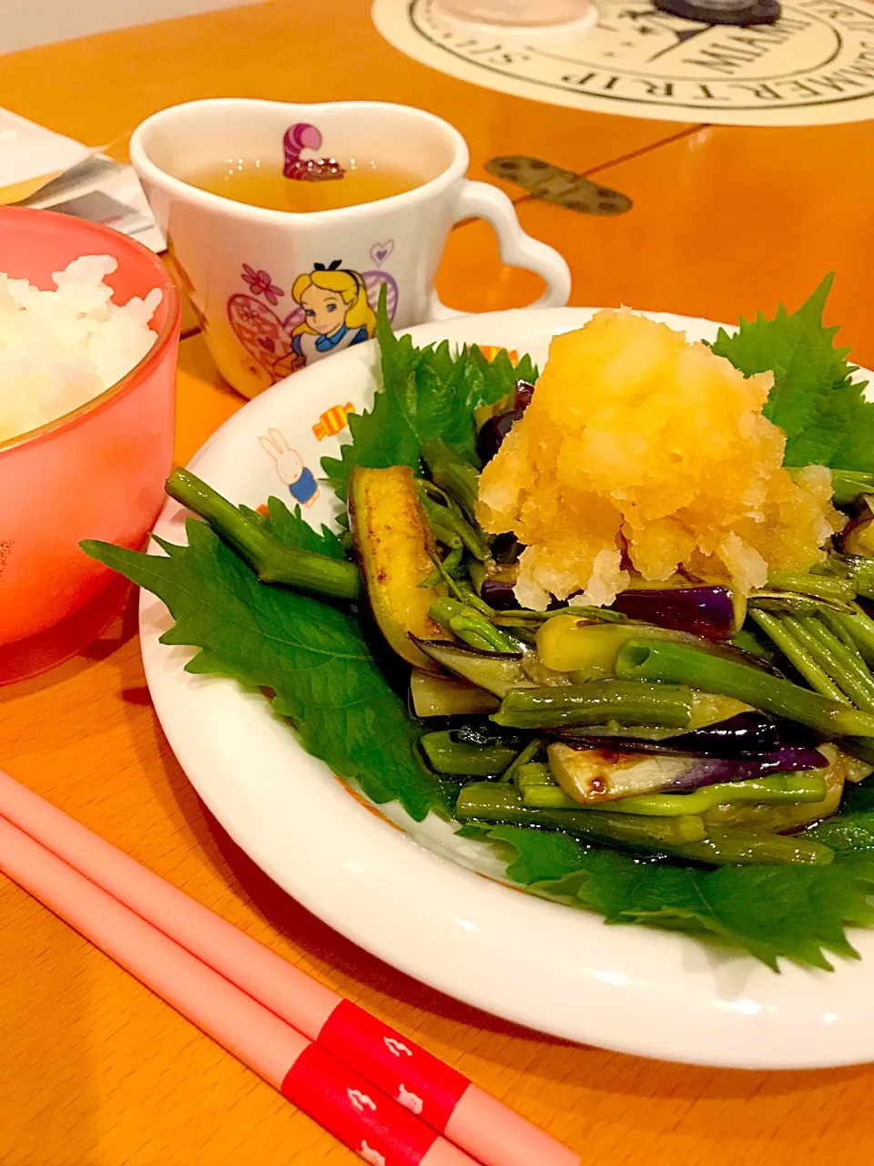 茄子と空芯菜の揚げ浸し🍆  大根おろし青紫蘇添え🍃|ch＊K*∀o(^^*)♪さん