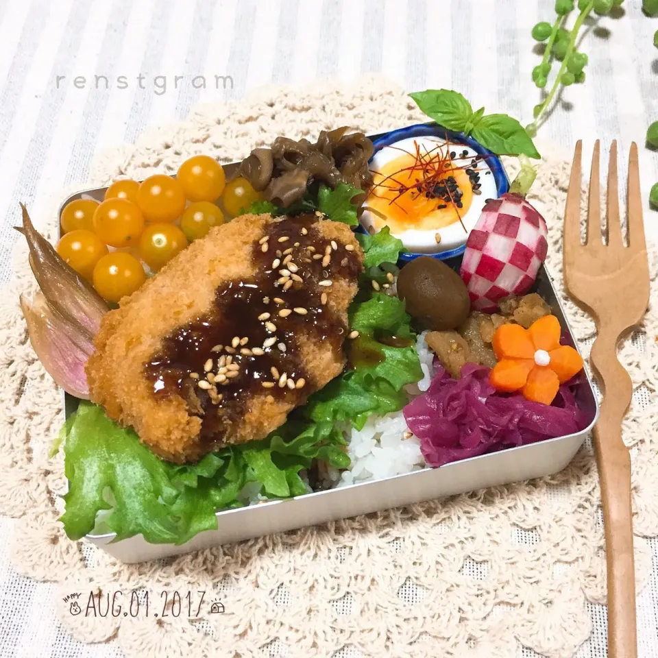 Snapdishの料理写真:とんかつのっけ弁当|renren676さん