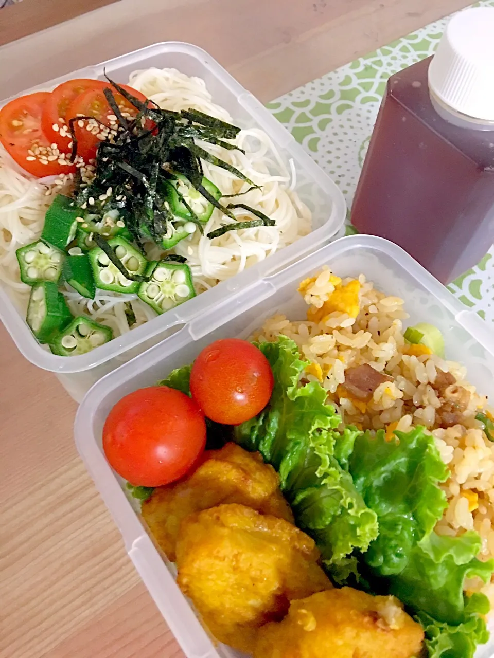 夫お弁当☆
#チャーハン#ソーメン|かねしろ食堂さん