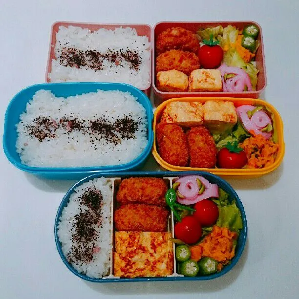 Snapdishの料理写真:8/3(木)の３人弁当🍱|ふみぃさん