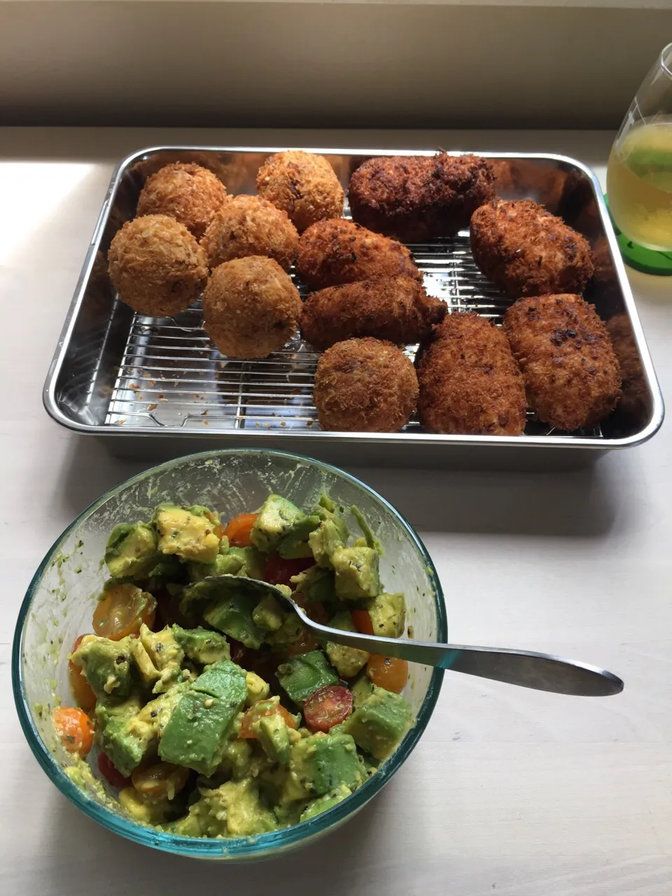 Cream corn corokke, potato corokke and tomato&basil salad|Keicsさん