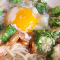 Snapdishの料理写真:ネバネバとろろ素麺🎐|わささん