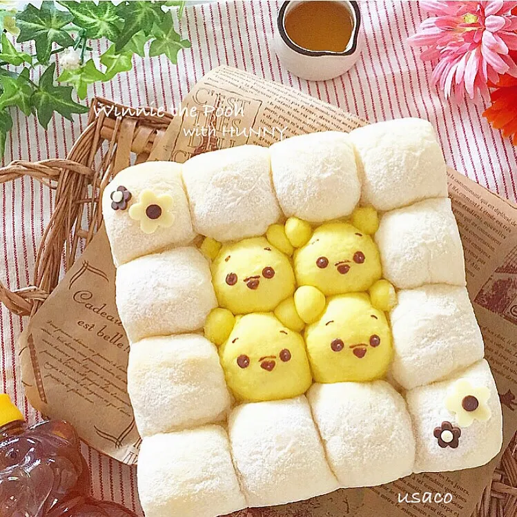 ハチミツの日🐝🍯ハチミツ入りのプーさんのちぎりパン♡|usacoさん