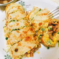 玉米燒肉蛋餅/Chiness omelet with corn & roasted pork