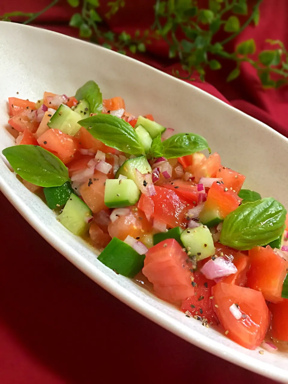 くららさんの料理 スプーンで食べる‼夏のトマト🍅ときゅうりのサラダ⭐|あいさん