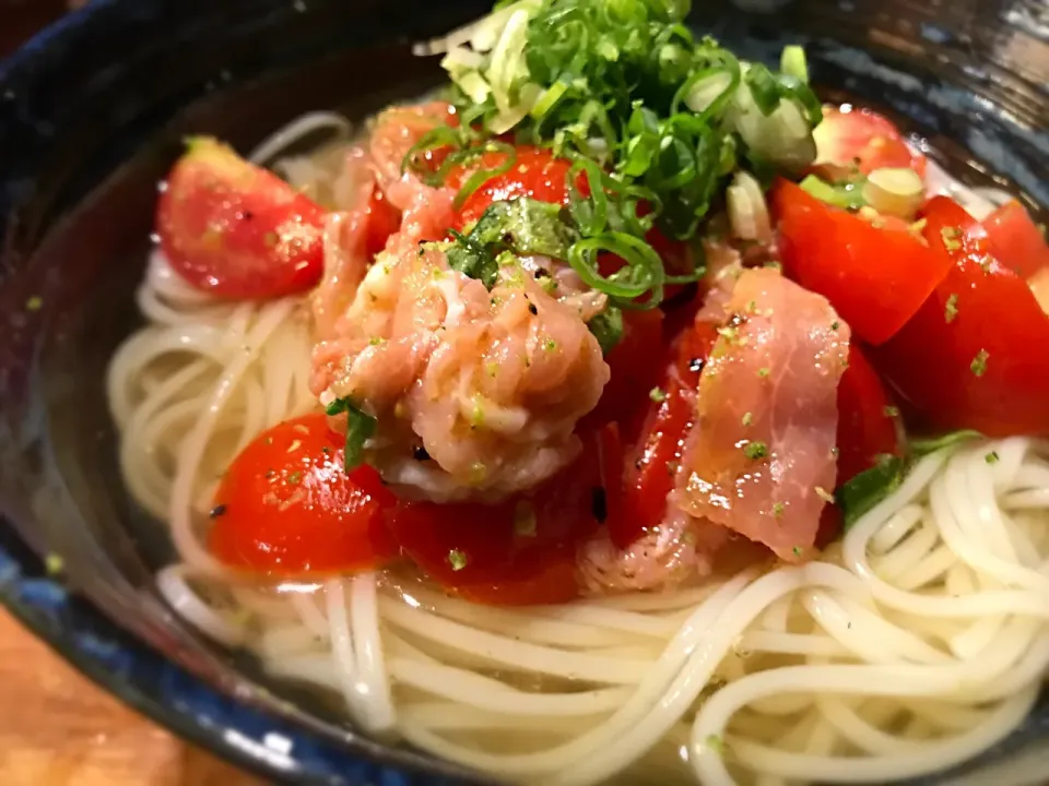 生ハムとミディトマトのマリネそうめん4|半田手延べそうめんの店 阿波や壱兆さん